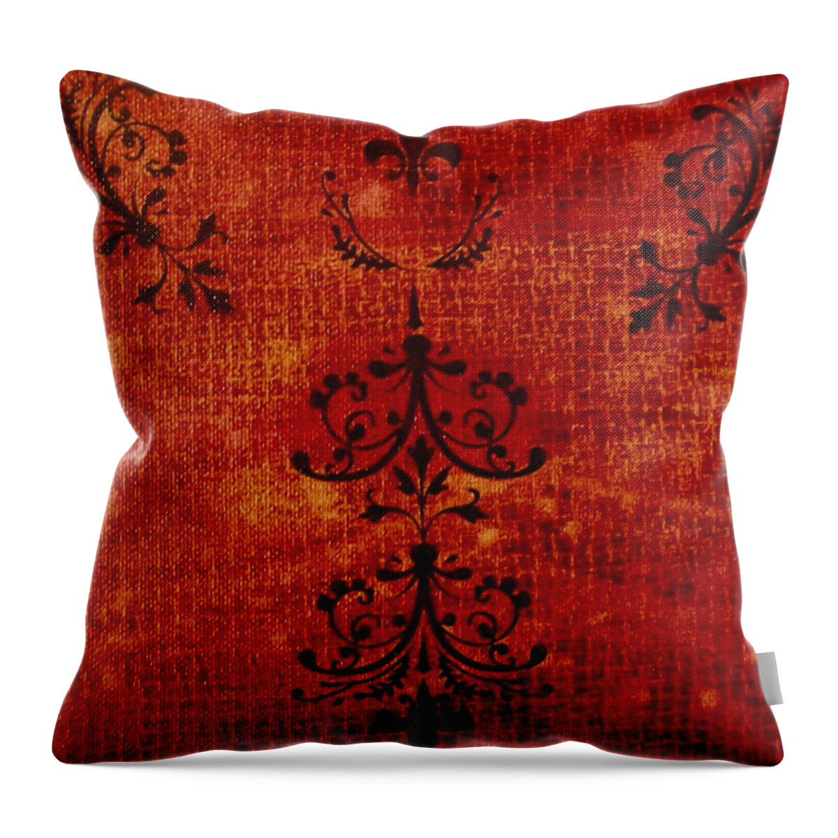 Red Throw Pillow featuring the painting Boudoir Three by Laurette Escobar