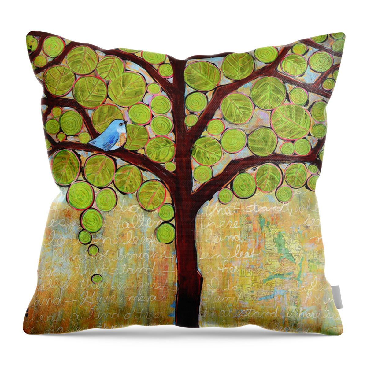 Art Throw Pillow featuring the painting Boughs in Leaf Tree of life by Blenda Studio