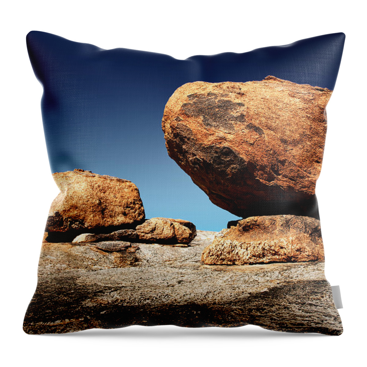 Large Throw Pillow featuring the photograph Boulder on solid rock by Johan Swanepoel