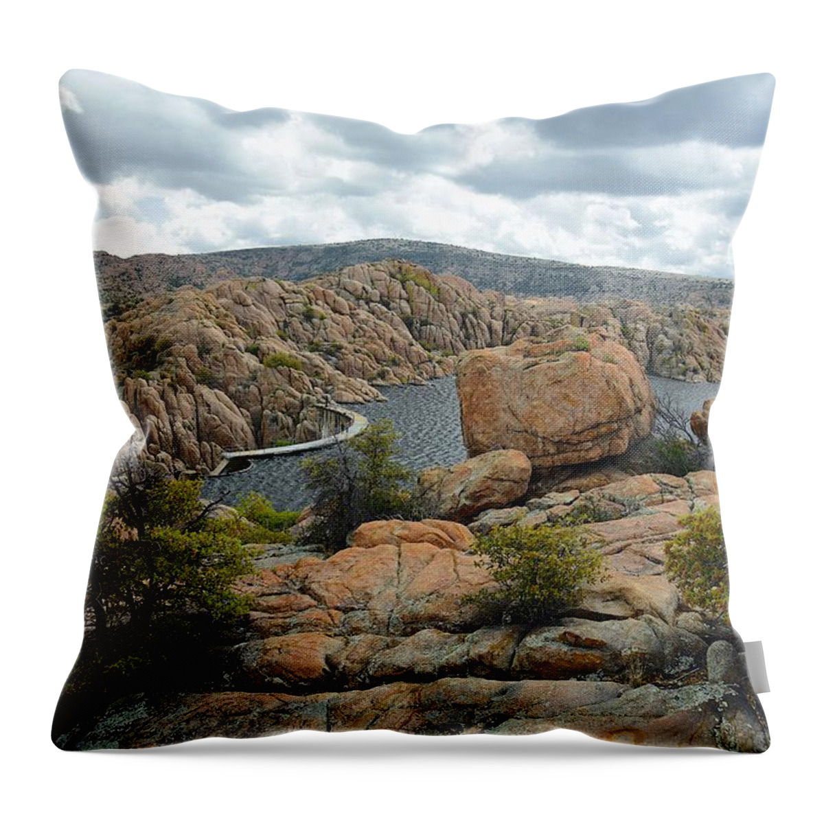 Photograph Throw Pillow featuring the photograph Boulders by the Dam by Richard Gehlbach