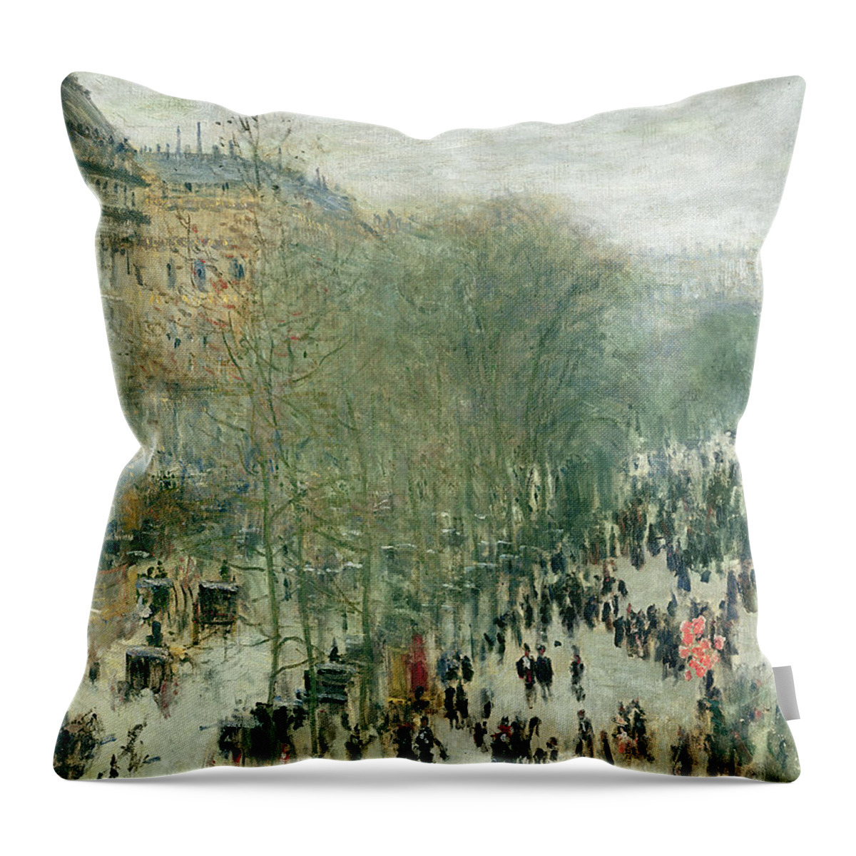 Boulevard Throw Pillow featuring the painting Boulevard des Capucines by Claude Monet