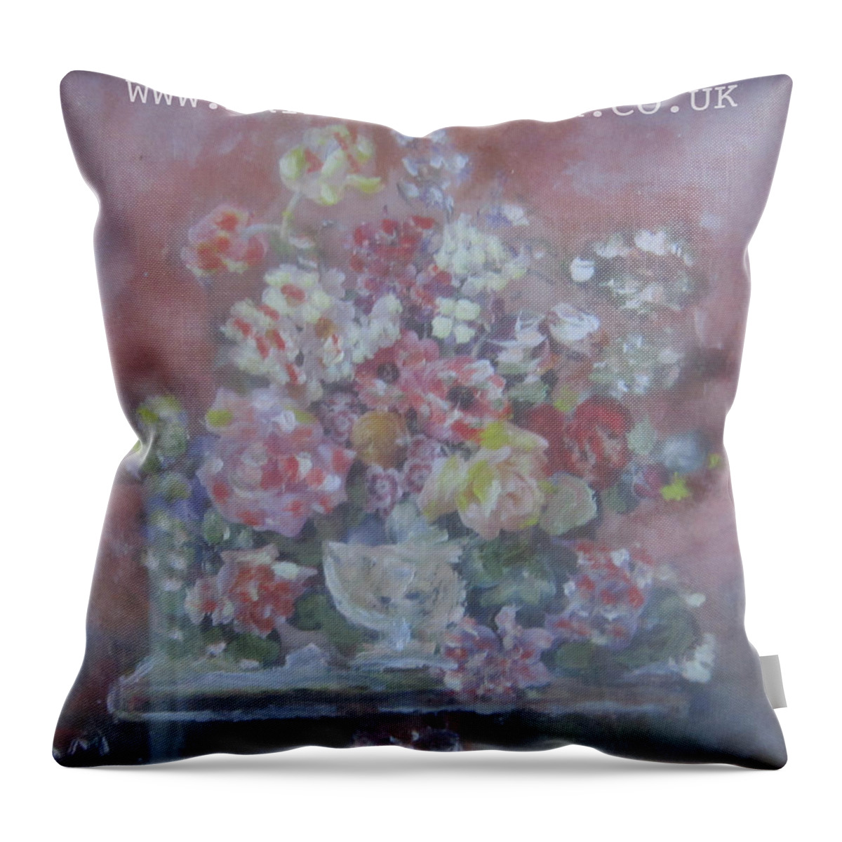 Bouquet Of Flowers Throw Pillow featuring the painting Bouquet of flowers by Sam Shaker