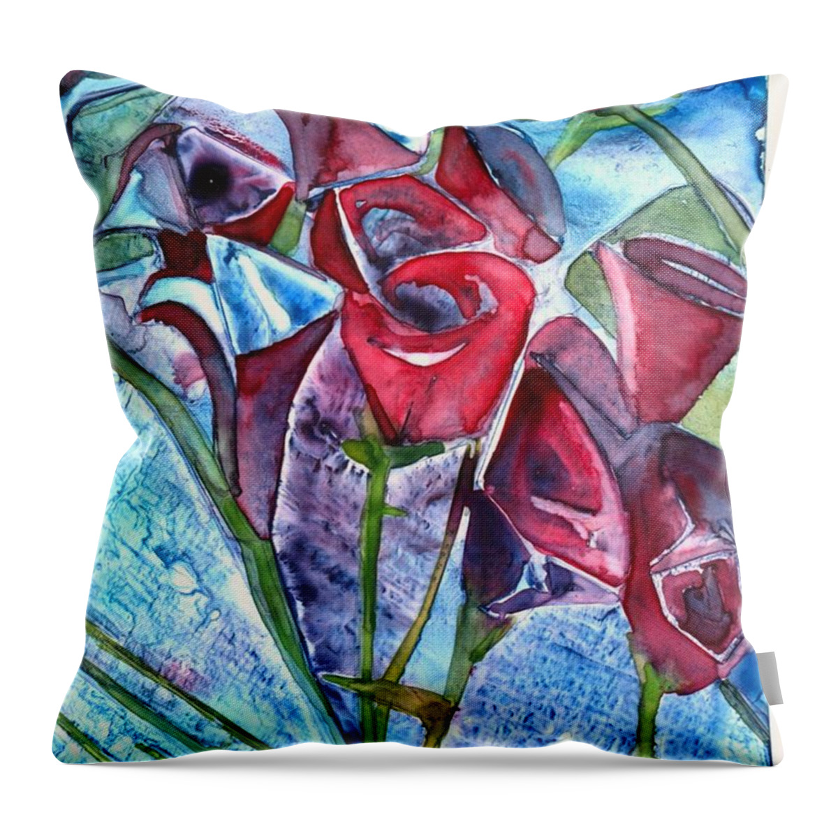 Watercolor Throw Pillow featuring the painting Bouquet of Roses by Amy Stielstra