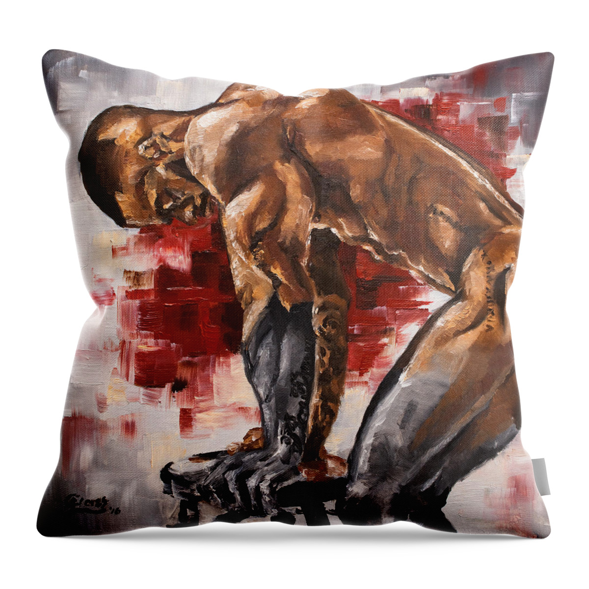Human Throw Pillow featuring the painting Bow Down and Rise Up by Carlos Flores