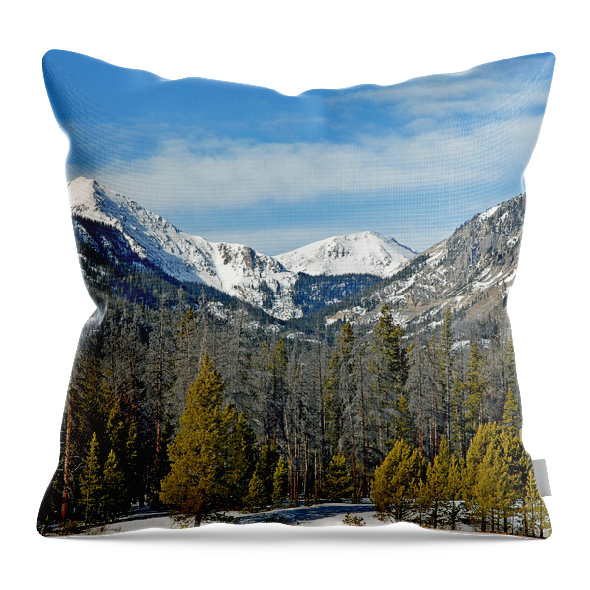 Rocky Mountain National Park Throw Pillow featuring the photograph Bowen Mountain in Winter by Robert Meyers-Lussier