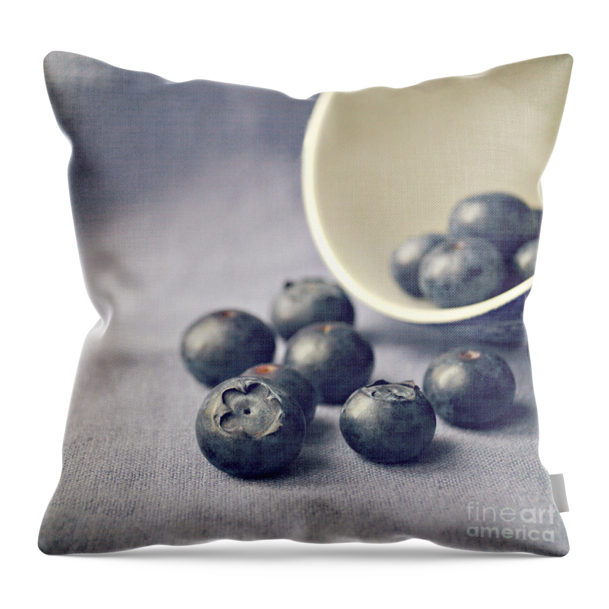 Blueberries Throw Pillow featuring the photograph Bowl of Blueberries by Lyn Randle
