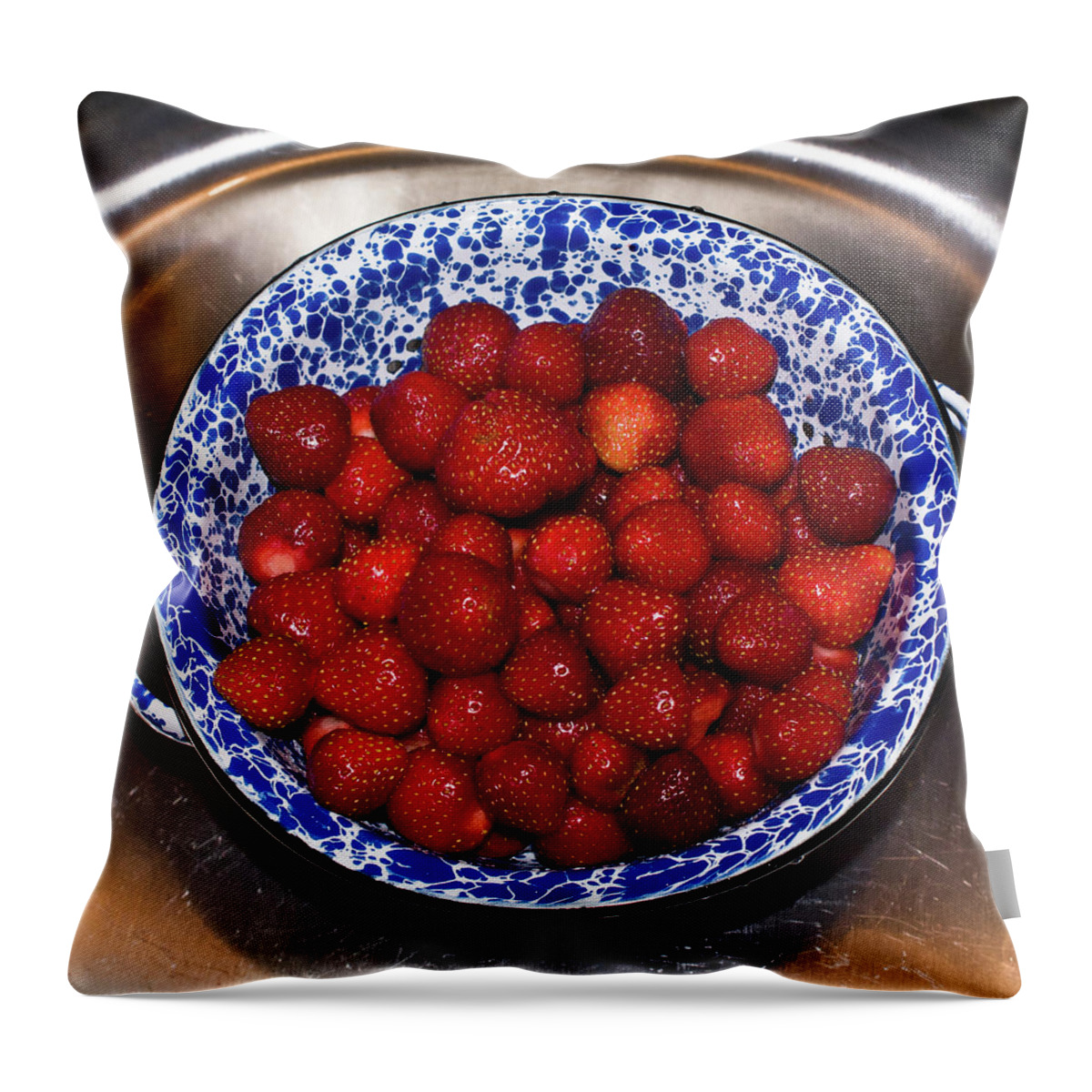 Bowl Throw Pillow featuring the photograph Bowl of Strawberries 1 by Douglas Barnett