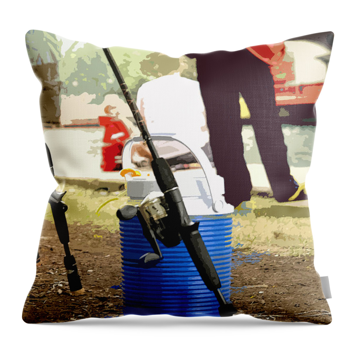 River Throw Pillow featuring the photograph Boy and his dad by David Bearden