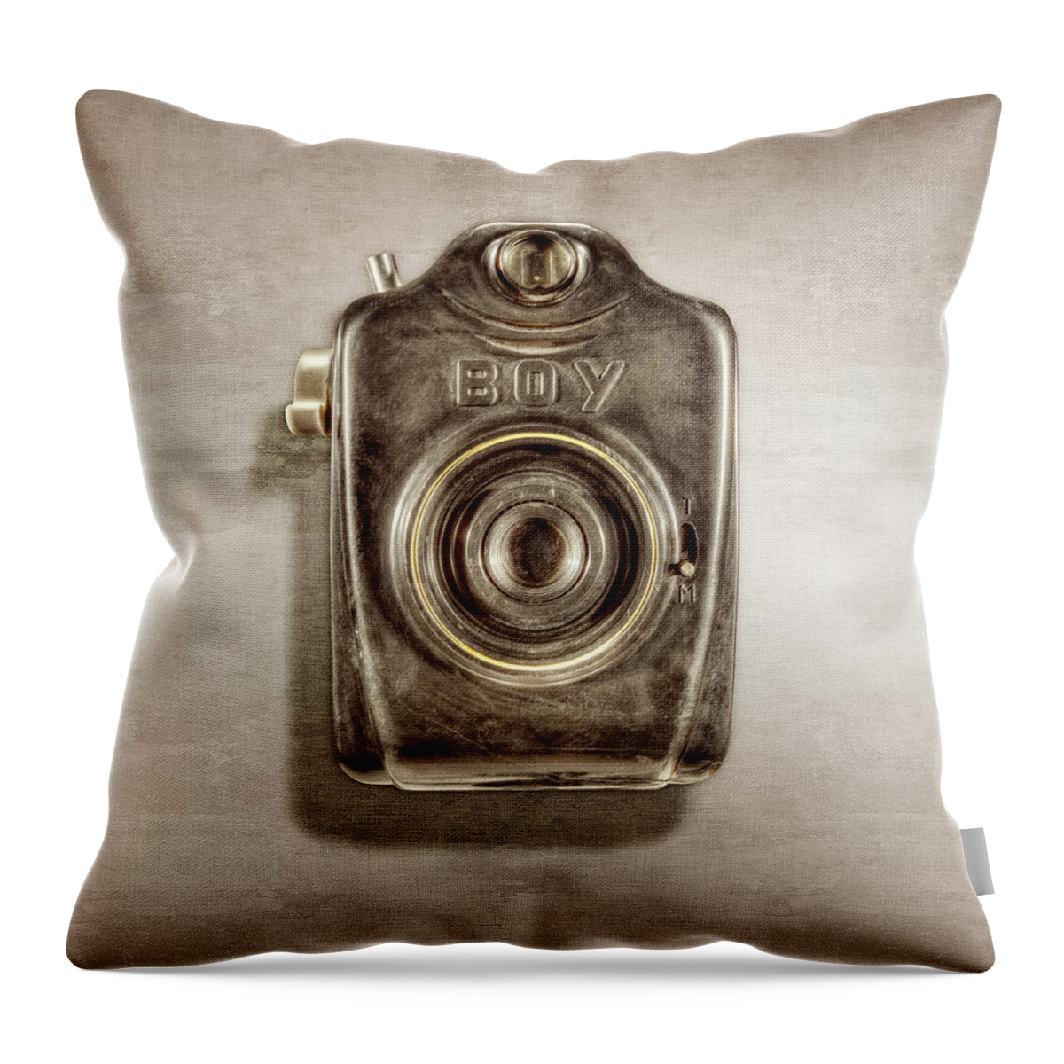 Antique Throw Pillow featuring the photograph BOY Camera Front by YoPedro