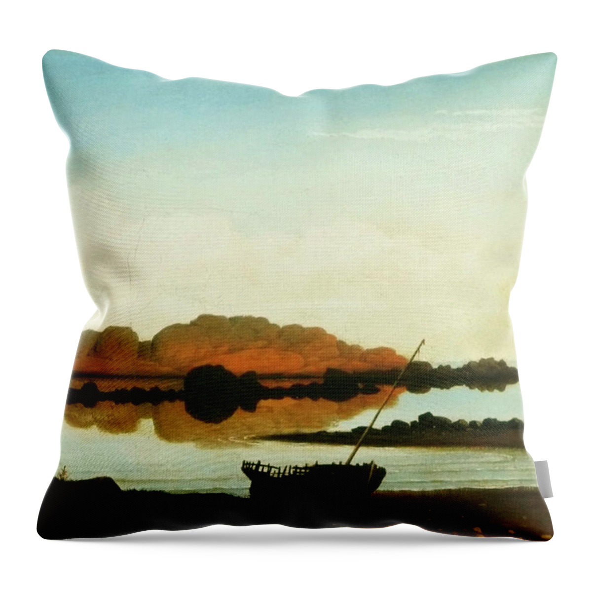 Brace's Rock Throw Pillow featuring the mixed media Brace's Rock by Fitz Henry Lane by Movie Poster Prints