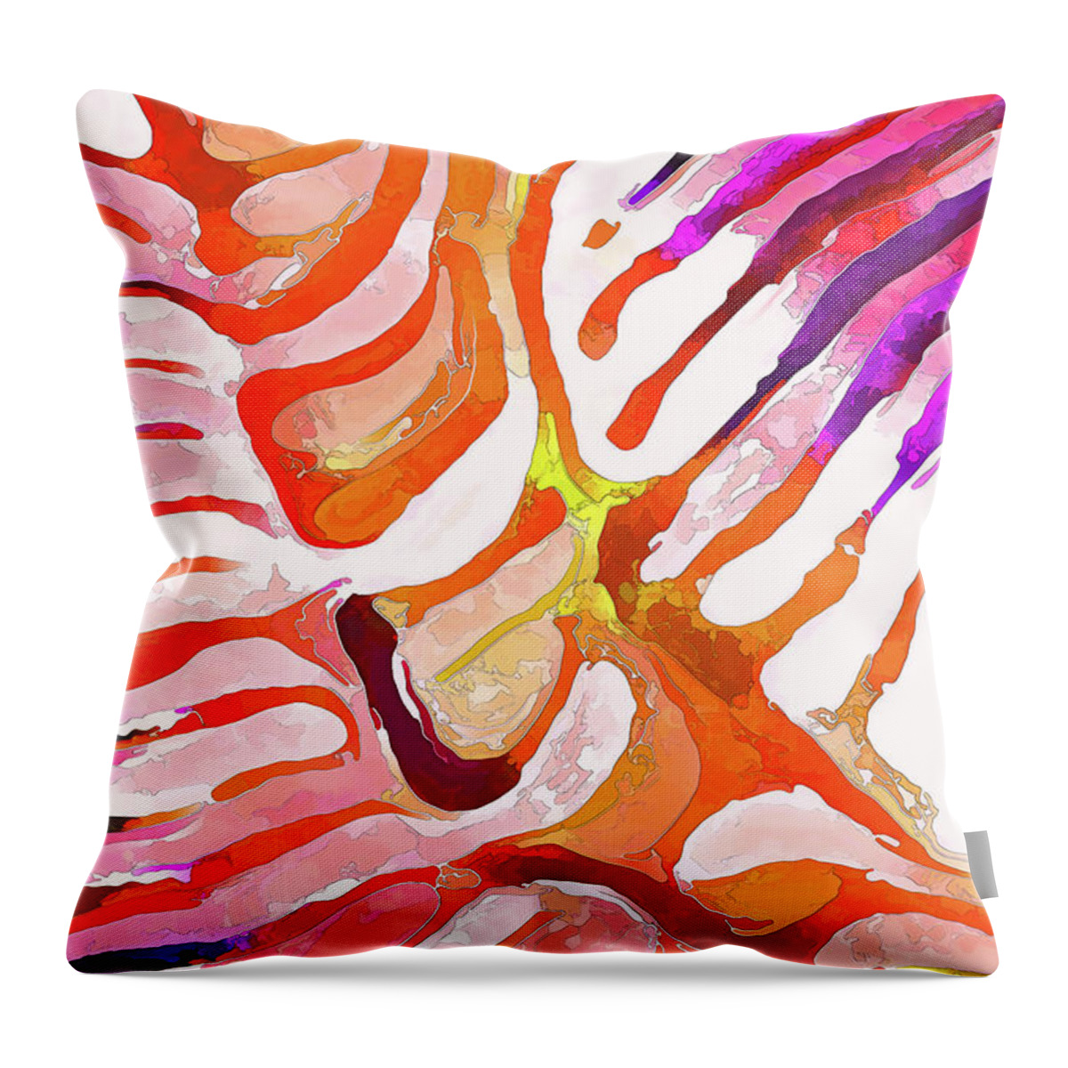 Nature Throw Pillow featuring the digital art Brain Coral Abstract 6 in Orange by ABeautifulSky Photography by Bill Caldwell