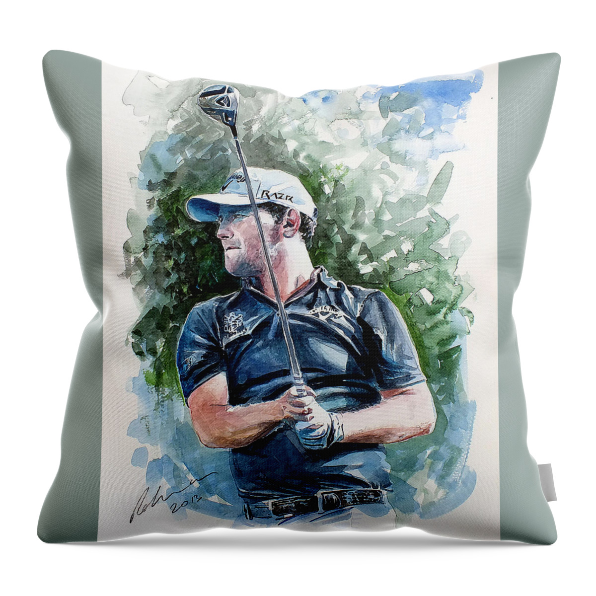 Brendon Grace Throw Pillow featuring the painting Branden Grace Watercolor by Mark Robinson