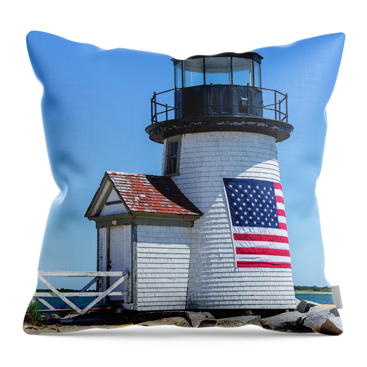 Clarence Holmes Throw Pillow featuring the photograph Brant Point Lighthouse III by Clarence Holmes