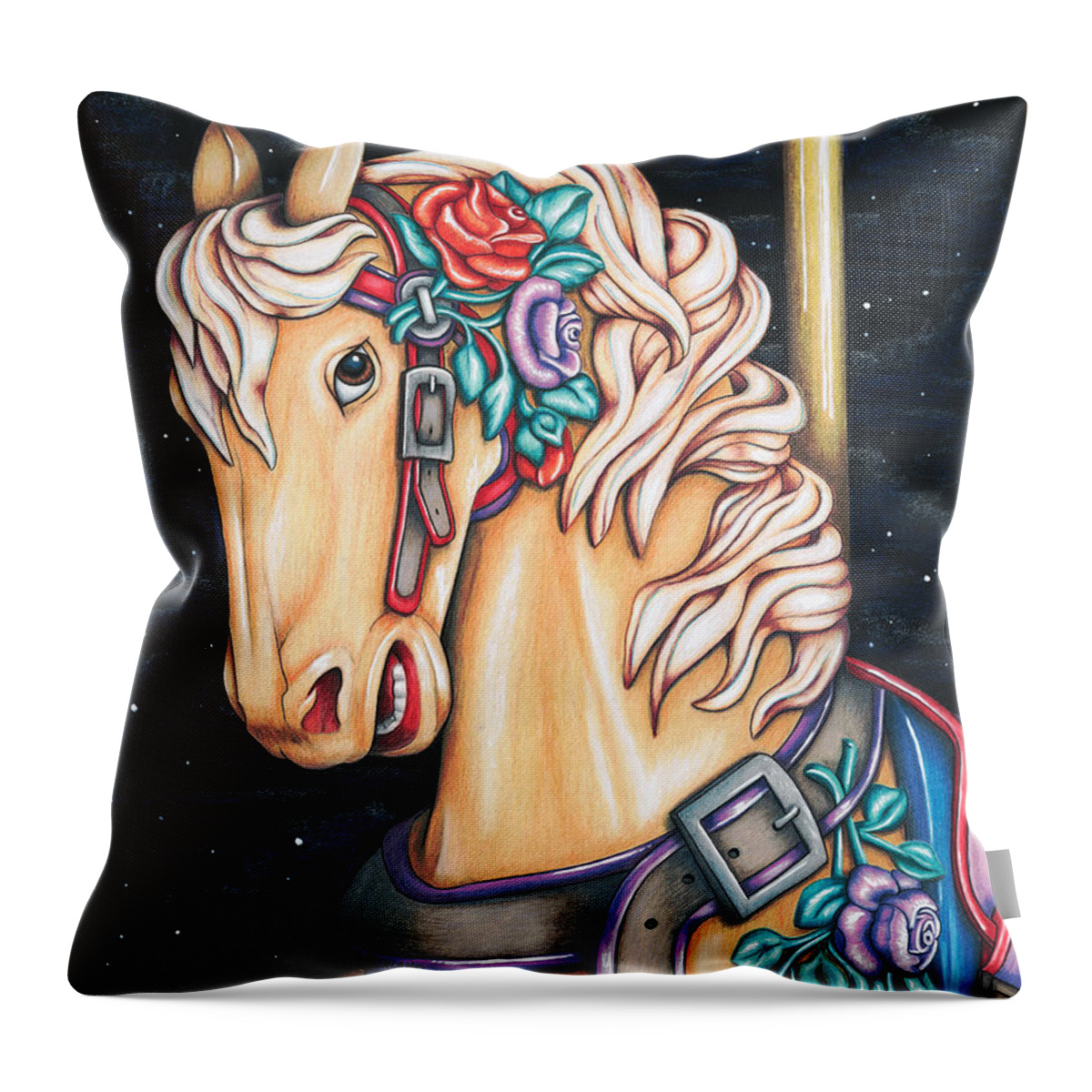 Colored Pencil Throw Pillow featuring the painting Brass Ring II by Lori Sutherland