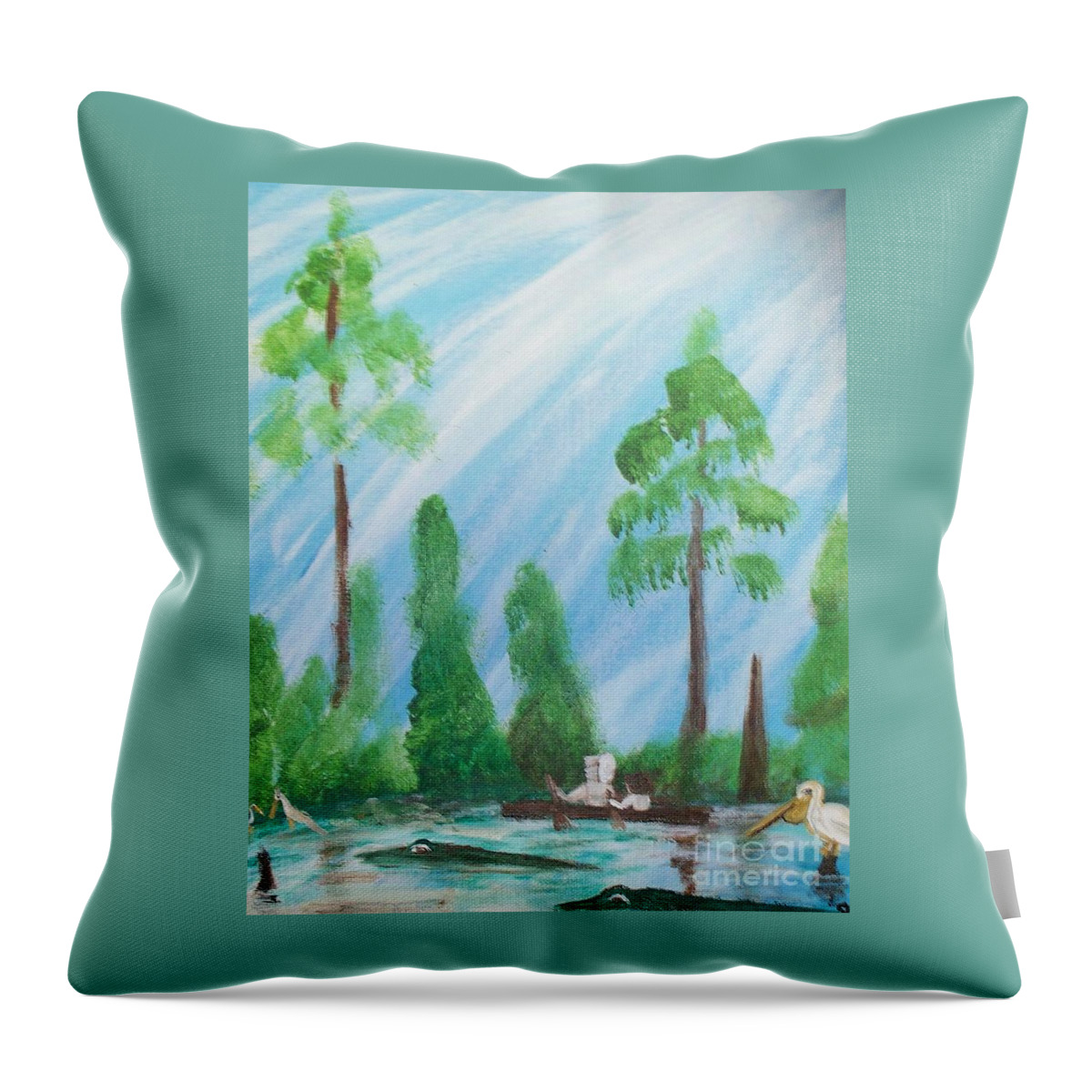 Brave Mother And Child Throw Pillow featuring the painting Brave Mother and Child by Seaux-N-Seau Soileau