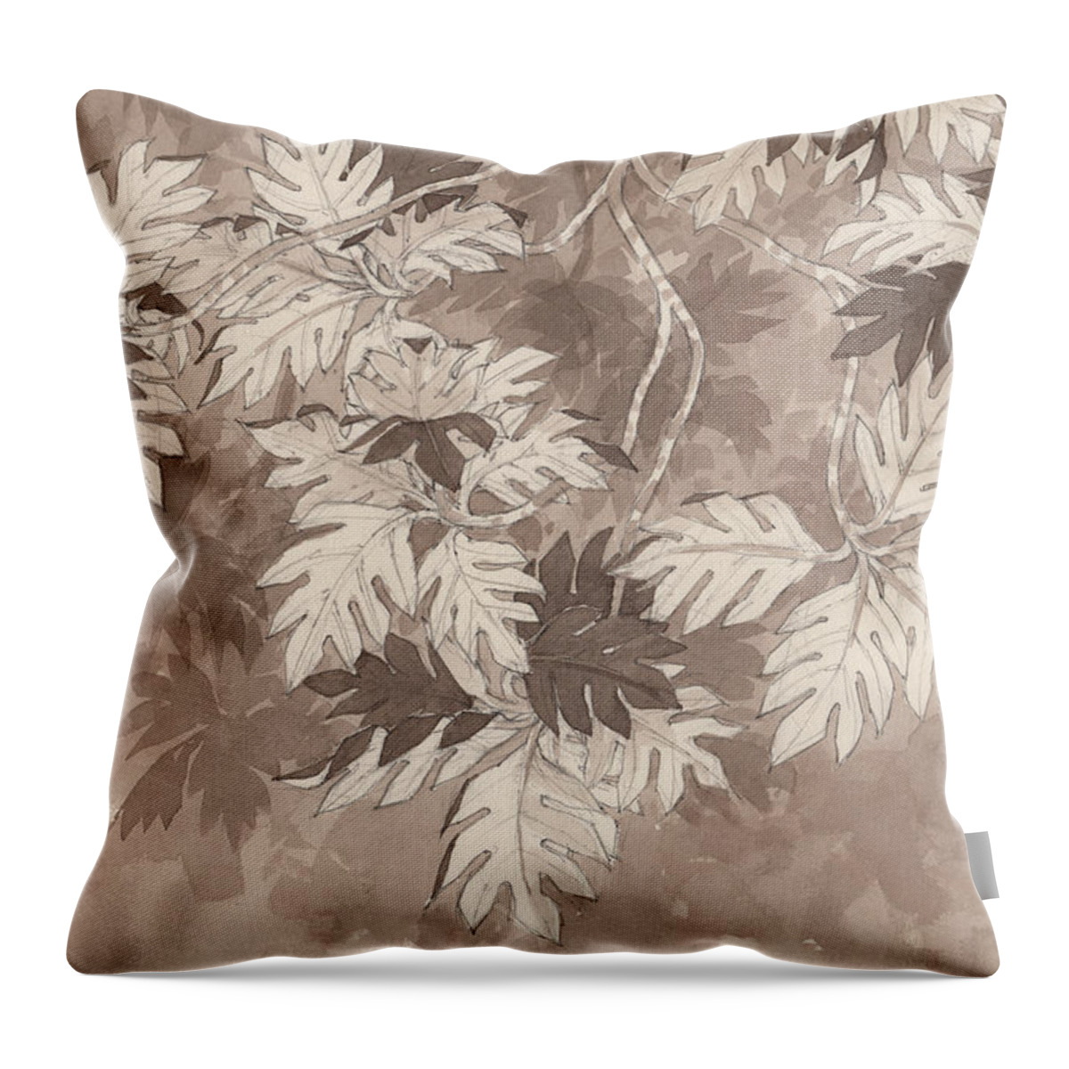 Landscape Throw Pillow featuring the painting Breadfruit Tree by Judith Kunzle