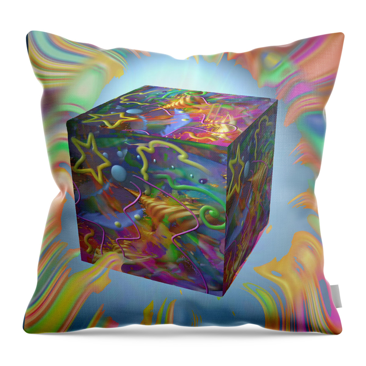 Cube Throw Pillow featuring the mixed media Break On Through by Kevin Caudill