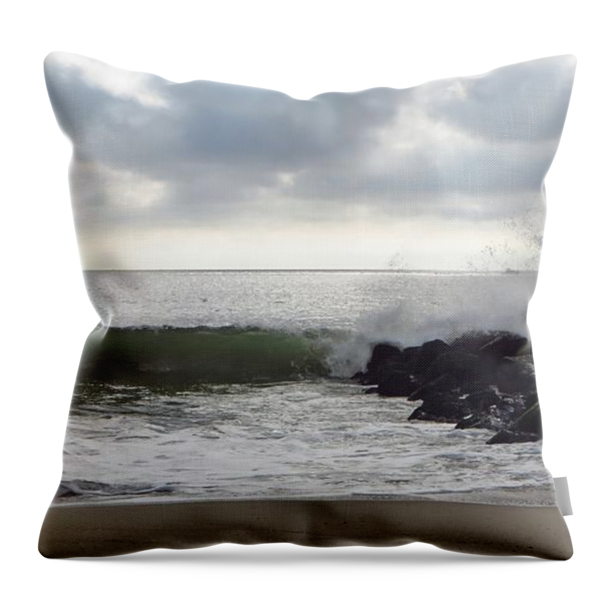 Beach Wave Throw Pillow featuring the photograph Breaker And Wave by Michael Ramsey