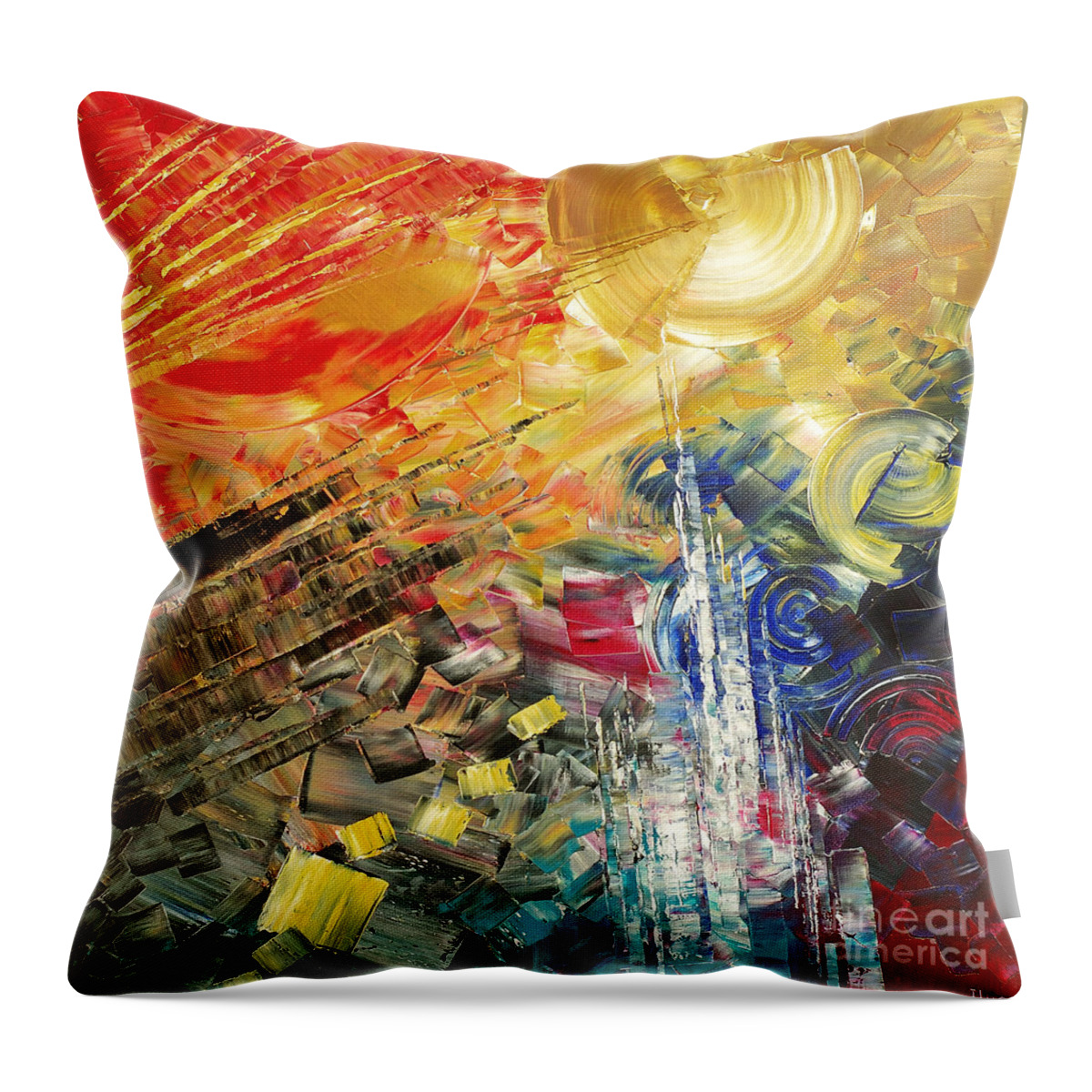 Abstract Throw Pillow featuring the painting Breakfast in Vegas by Tatiana Iliina