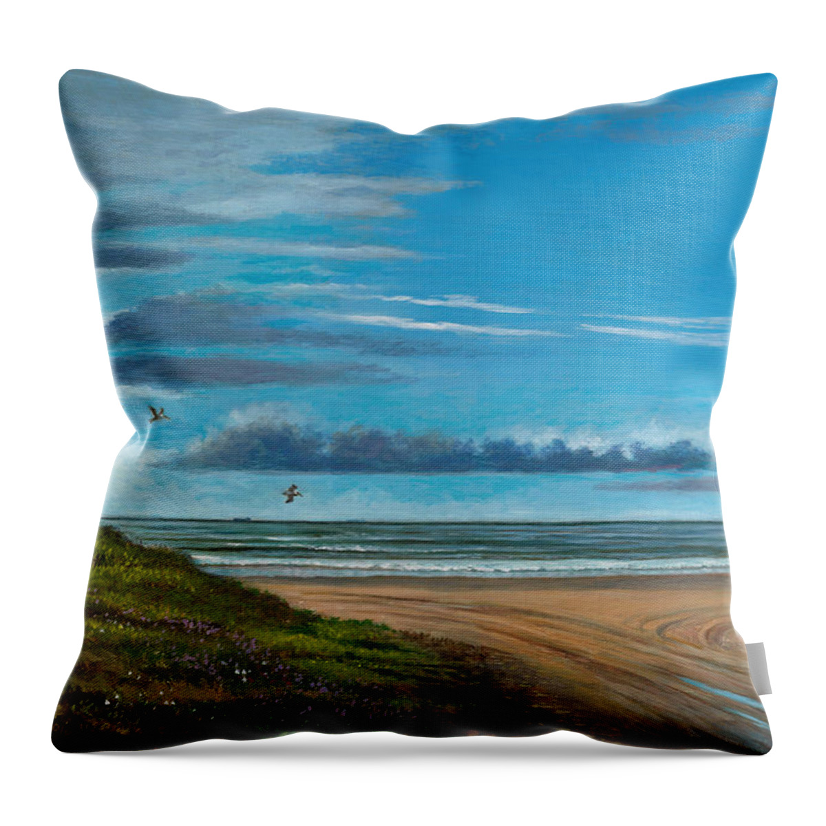 Crystal Beach Throw Pillow featuring the painting Breakfast Time by Randy Welborn