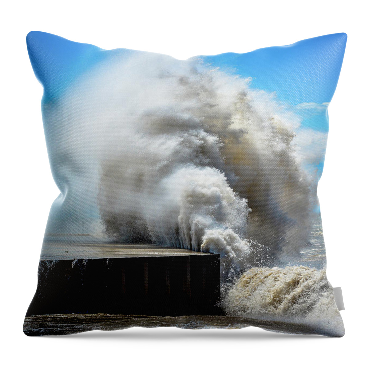 Waves Throw Pillow featuring the photograph Breaking Power by Karl Anderson