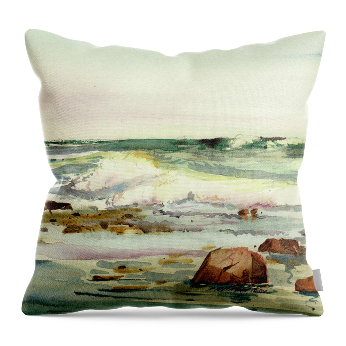 Visco Throw Pillow featuring the painting Breaking Seas by P Anthony Visco
