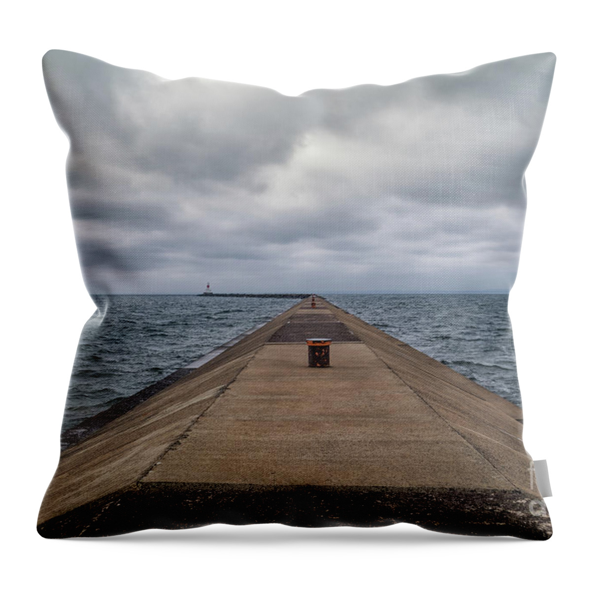 Breakwall Clouds Throw Pillow featuring the photograph Breakwall Clouds by Rachel Cohen