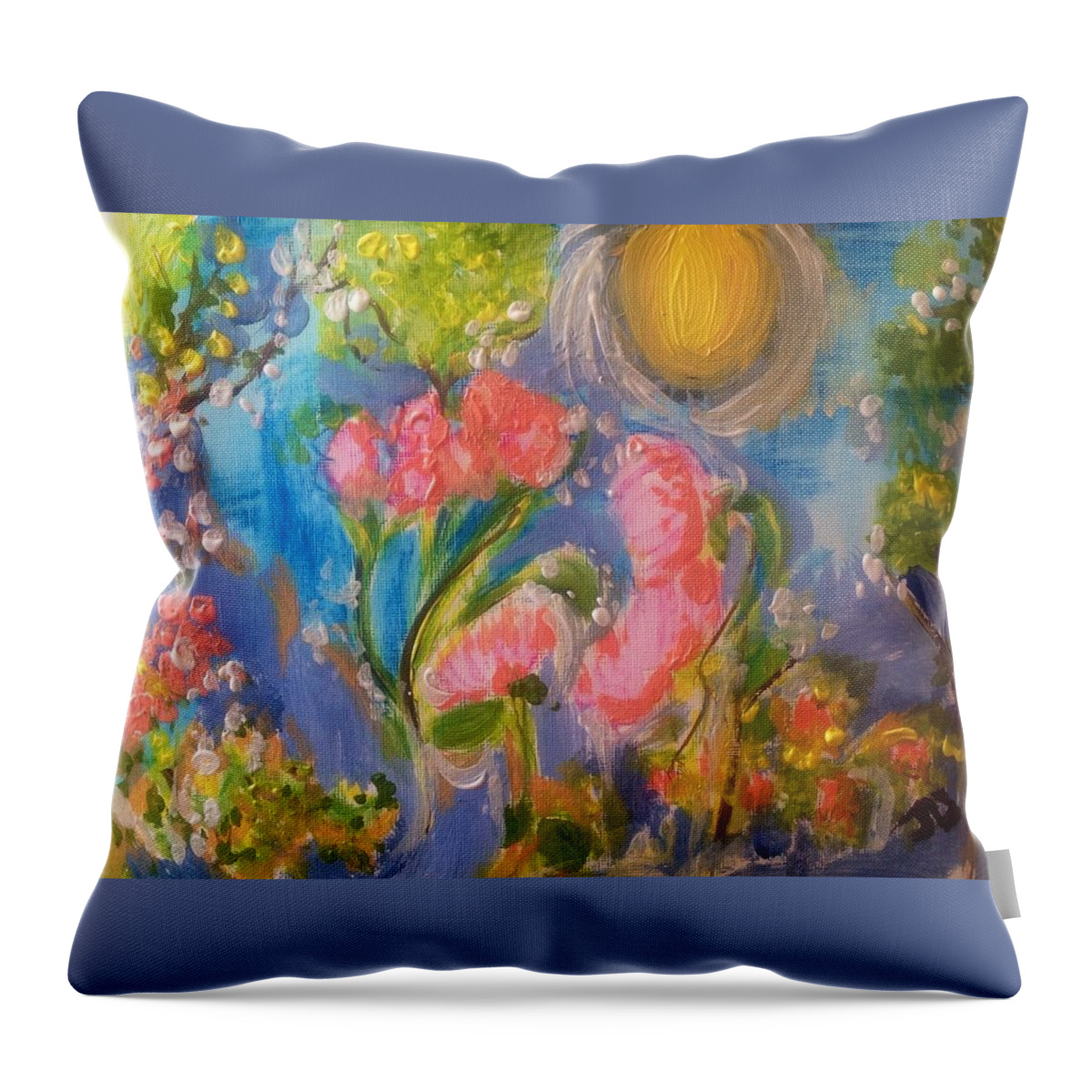 Sun Throw Pillow featuring the painting Breathing in the sunlight by Judith Desrosiers