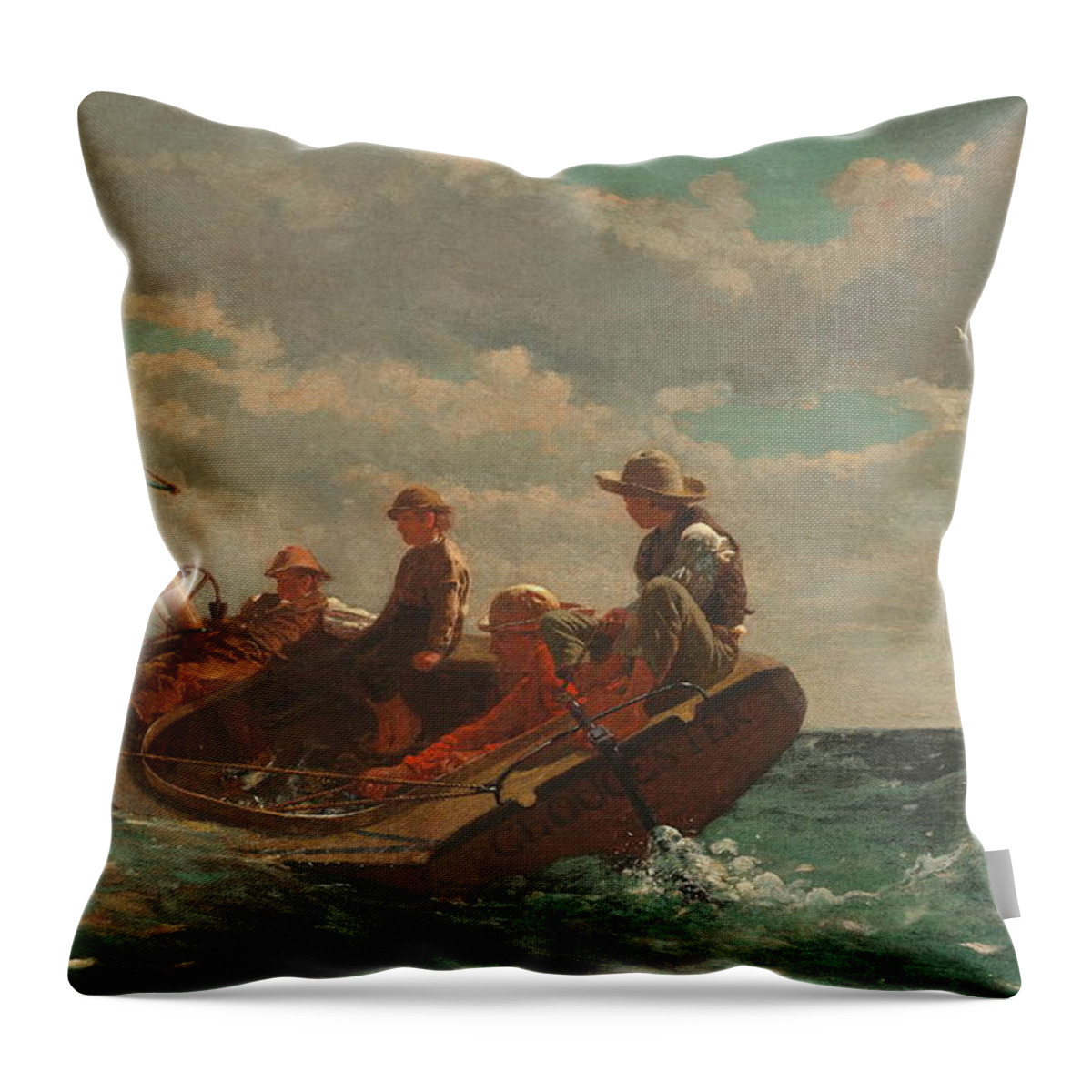Winslow Homer Throw Pillow featuring the painting Breezing Up A Fair Wind - 1876 by Eric Glaser