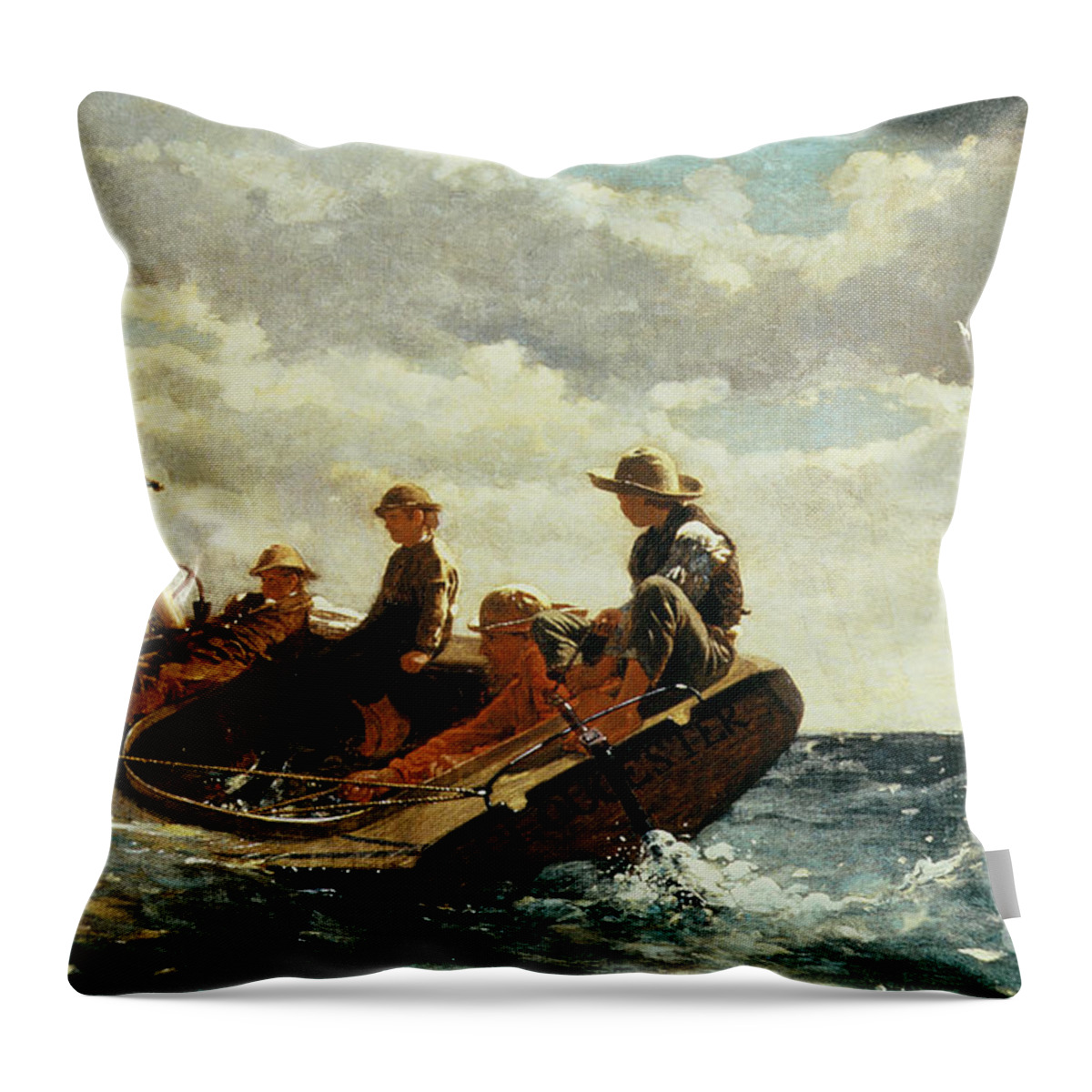 #faatoppicks Throw Pillow featuring the painting Breezing Up by Winslow Homer