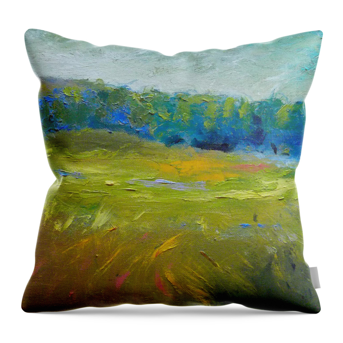 Summer Throw Pillow featuring the painting Breezy Meadow by Susan Esbensen