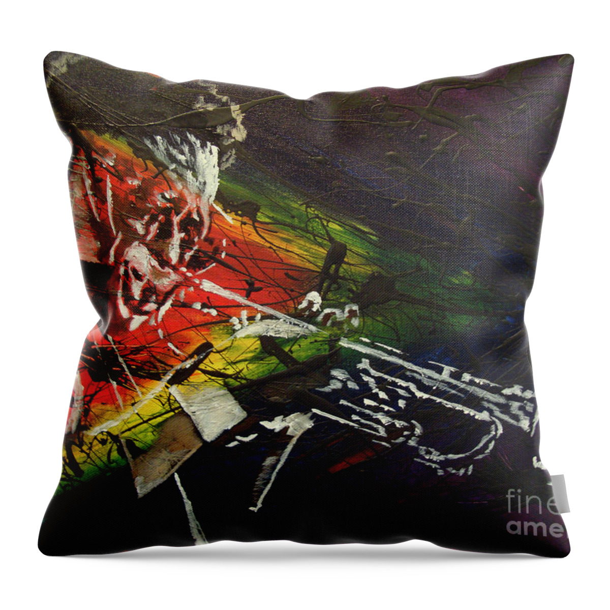 Miles Davis Throw Pillow featuring the painting Brew The Bitch by Stuart Engel