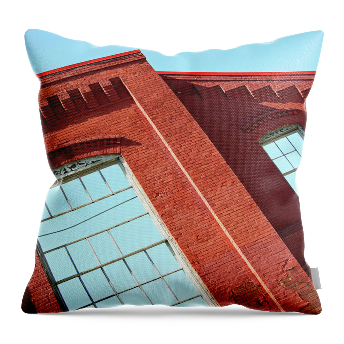 Brick Throw Pillow featuring the photograph Bricks And Blue by Cora Wandel