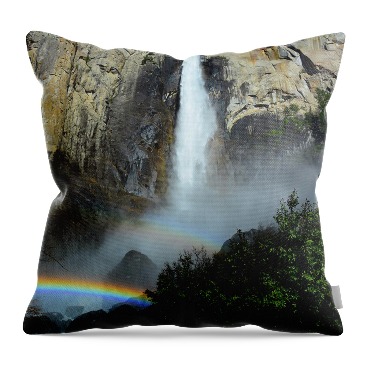 Bridalveil Falls Throw Pillow featuring the photograph Bridalveil Falls Rainbow by Raymond Salani III