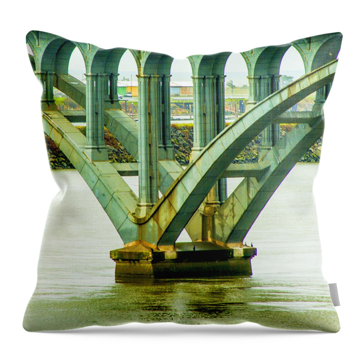 Topaz Throw Pillow featuring the photograph Bridge at Gold Beach by Dale Stillman