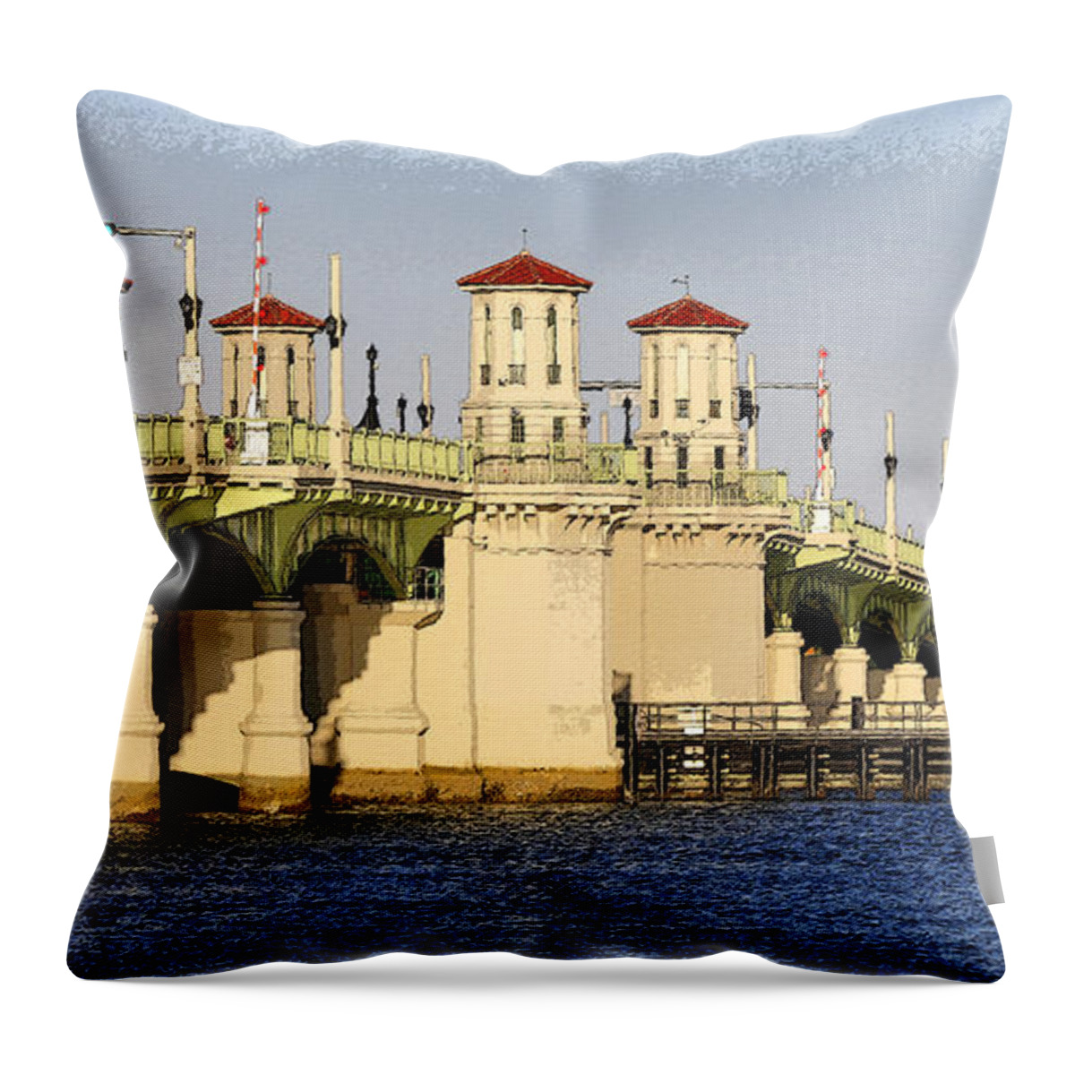 Art Throw Pillow featuring the painting Bridge of Lions by David Lee Thompson