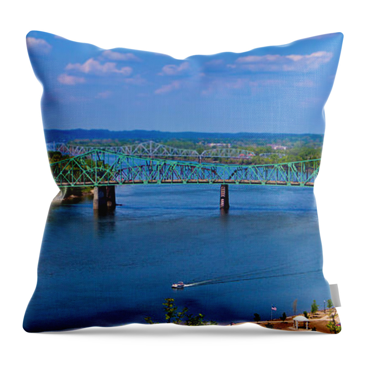 Movid Studios Throw Pillow featuring the photograph Bridge on the Ohio River by Jonny D