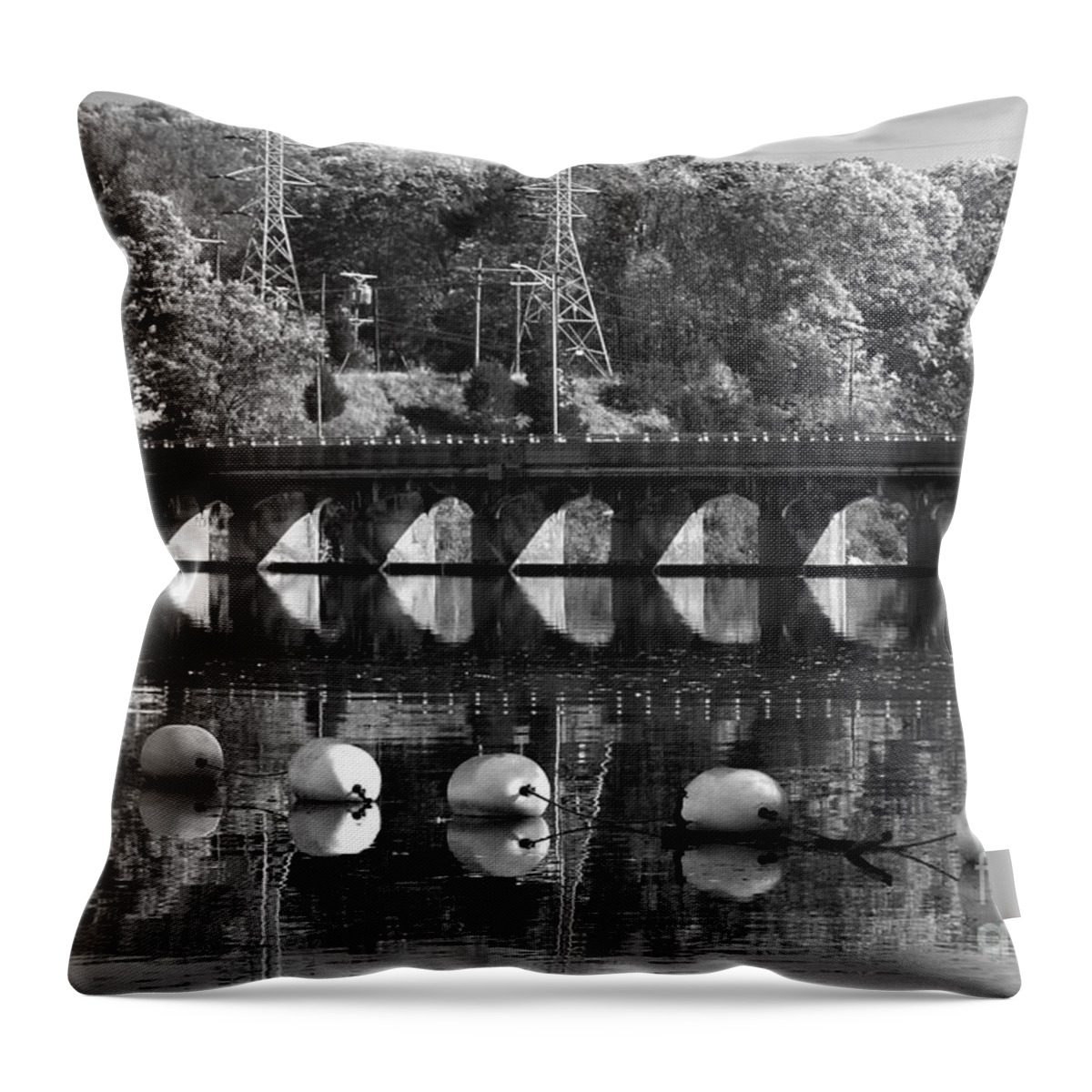 Landscape Throw Pillow featuring the photograph Bridge Reflection by Karol Livote