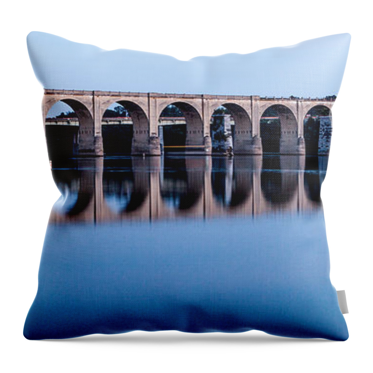 Harrisburg Throw Pillow featuring the photograph Bridge Reflections by John Daly