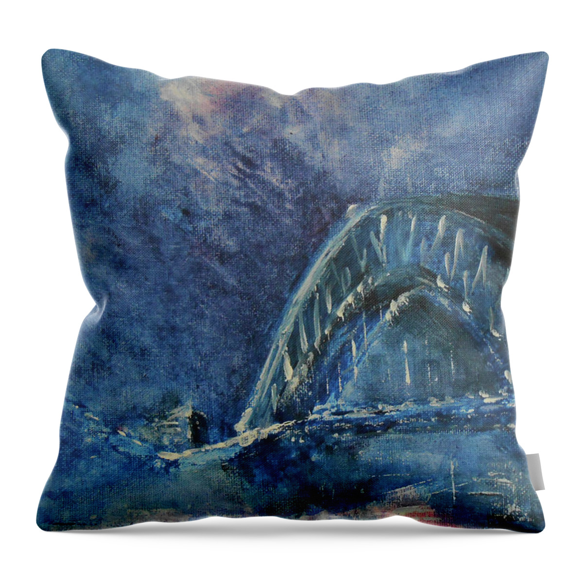 Abstract Throw Pillow featuring the painting Bridge To All Dreams by Jane See