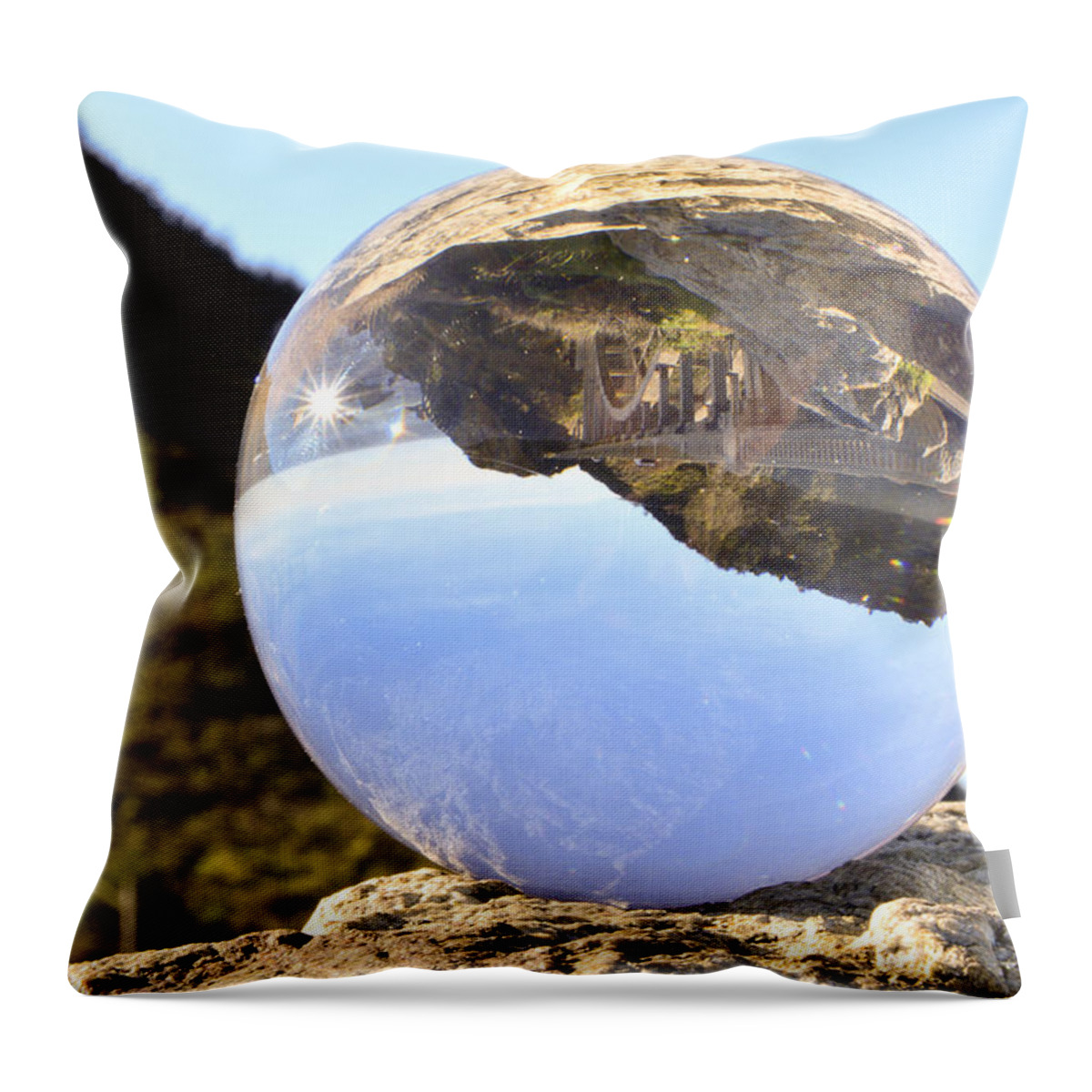 Ocean Throw Pillow featuring the photograph Bridge Up by Kellie Prowse