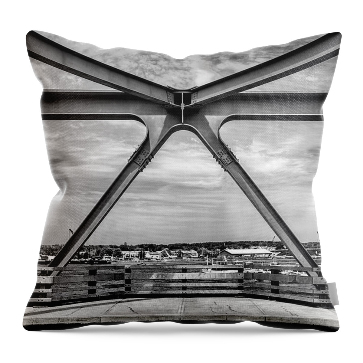 Nh Throw Pillow featuring the photograph Bridge View in Portsmouth NH by Betty Denise