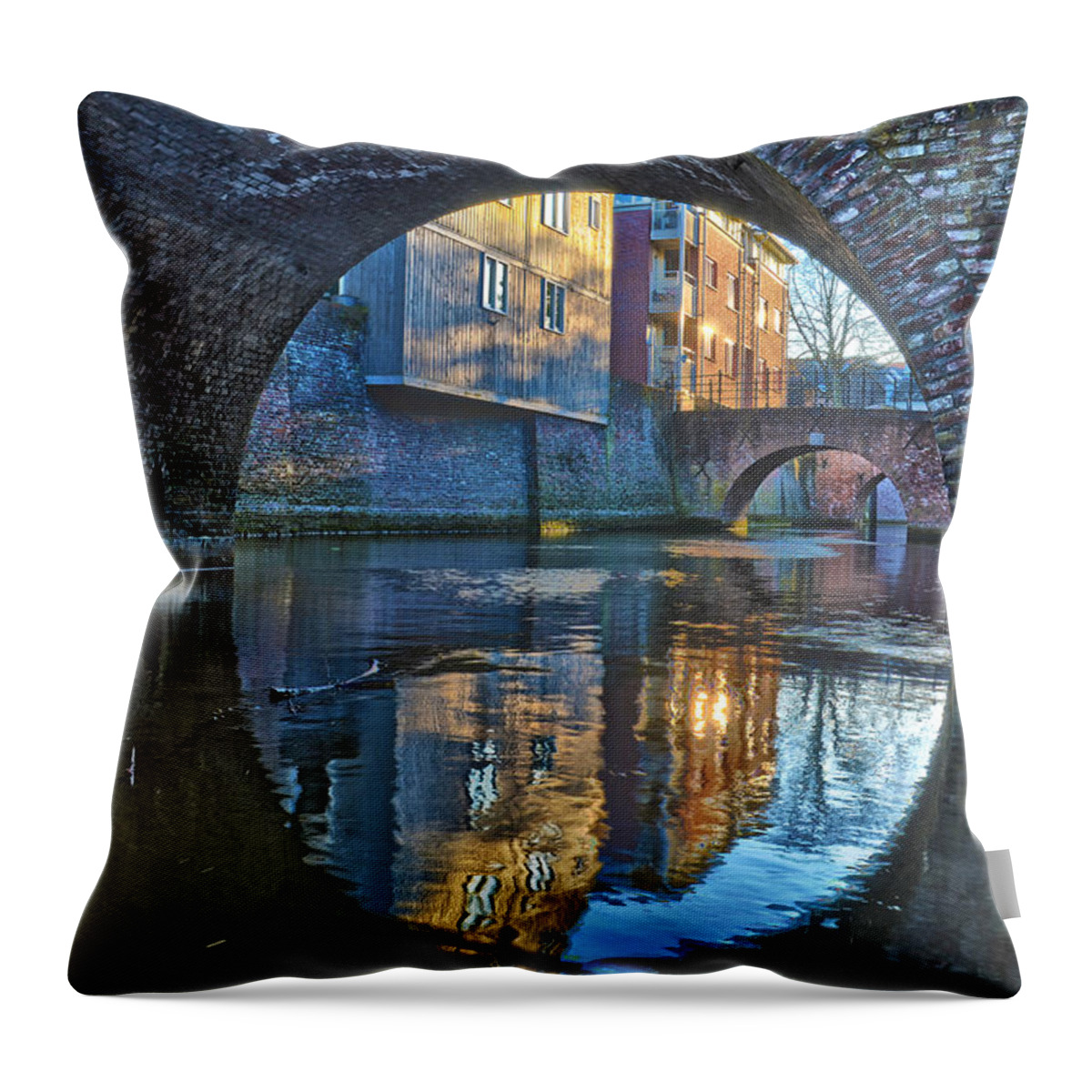 Bridge Throw Pillow featuring the photograph Bridges across Binnendieze in Den Bosch by Frans Blok