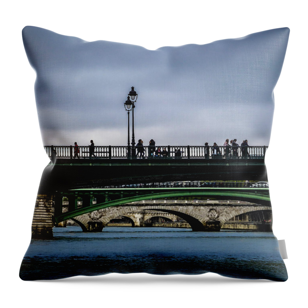 Paris Throw Pillow featuring the photograph Paris Bridges by Pamela Newcomb