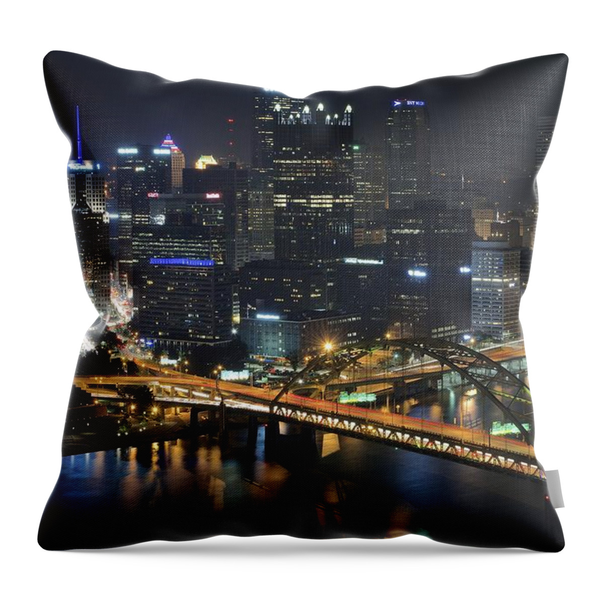 Pittsburgh Throw Pillow featuring the photograph Bridging the Gap by Frozen in Time Fine Art Photography