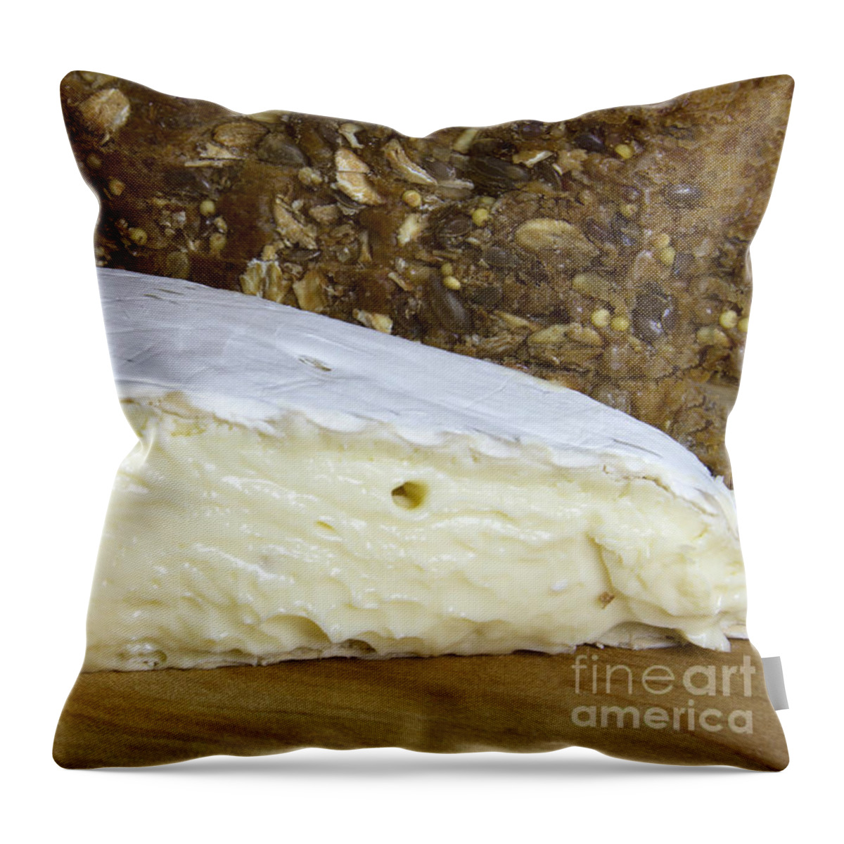 Brie Throw Pillow featuring the photograph Brie and Bread by Karen Foley