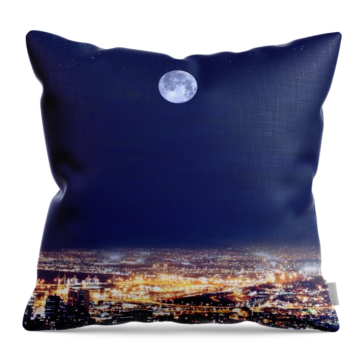 bright Lights Big City Throw Pillow featuring the digital art Bright Lights Big City by Mark Taylor