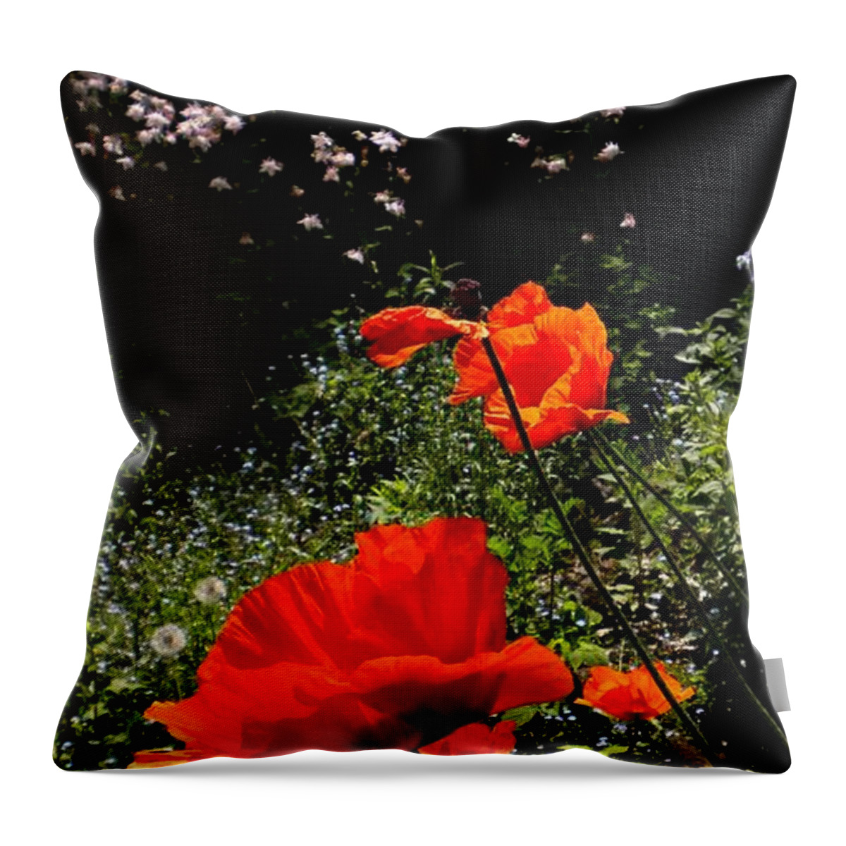 Oriental Poppy Throw Pillow featuring the painting Bright Orange by Renate Wesley