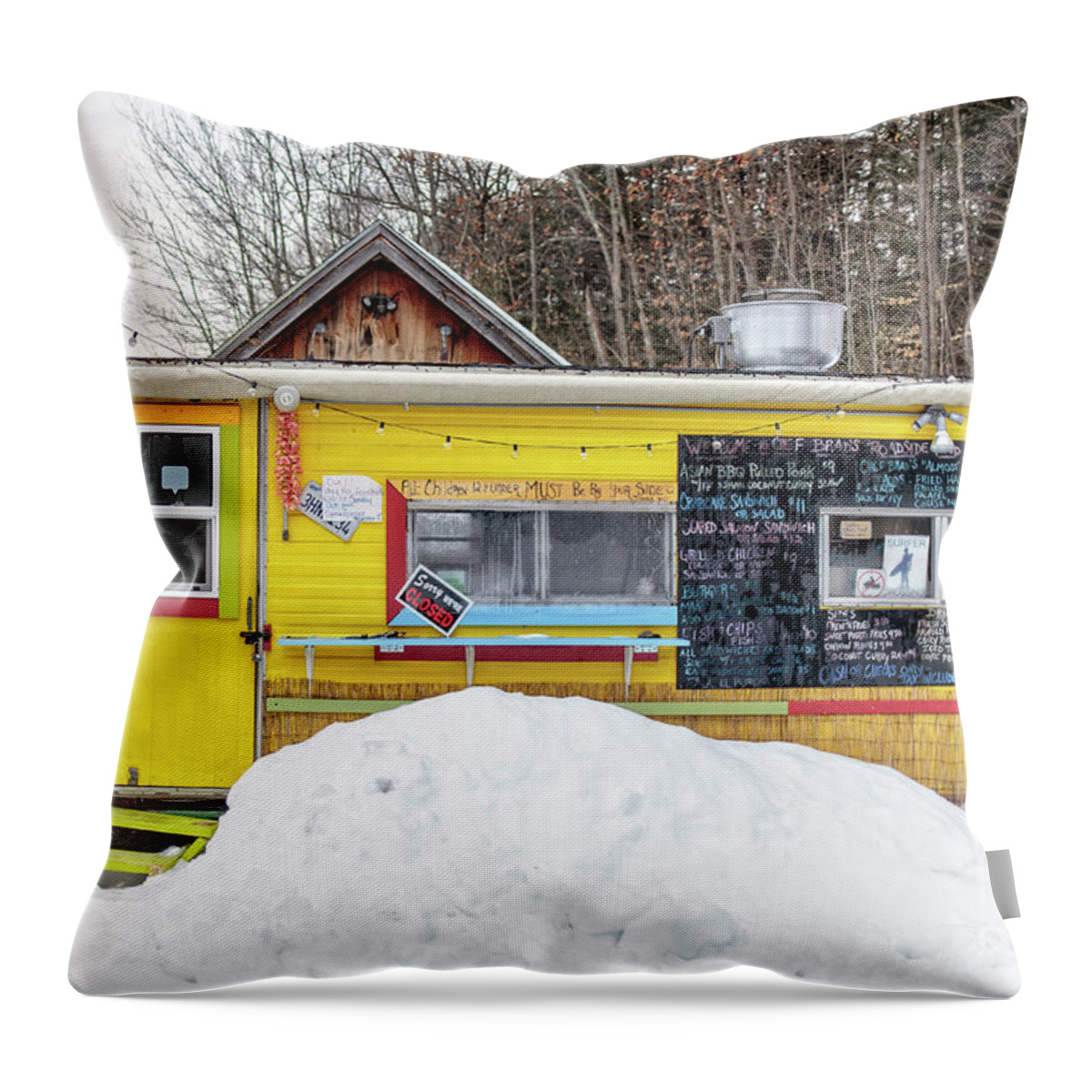 Food Throw Pillow featuring the photograph Brightly Colored Food Truck by Edward Fielding