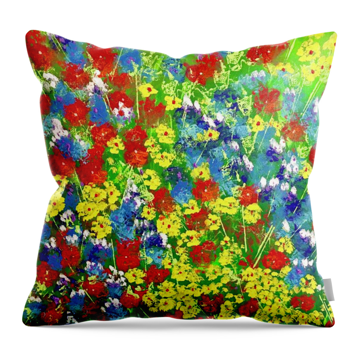 Spring Throw Pillow featuring the painting Brilliant Florals by George Riney